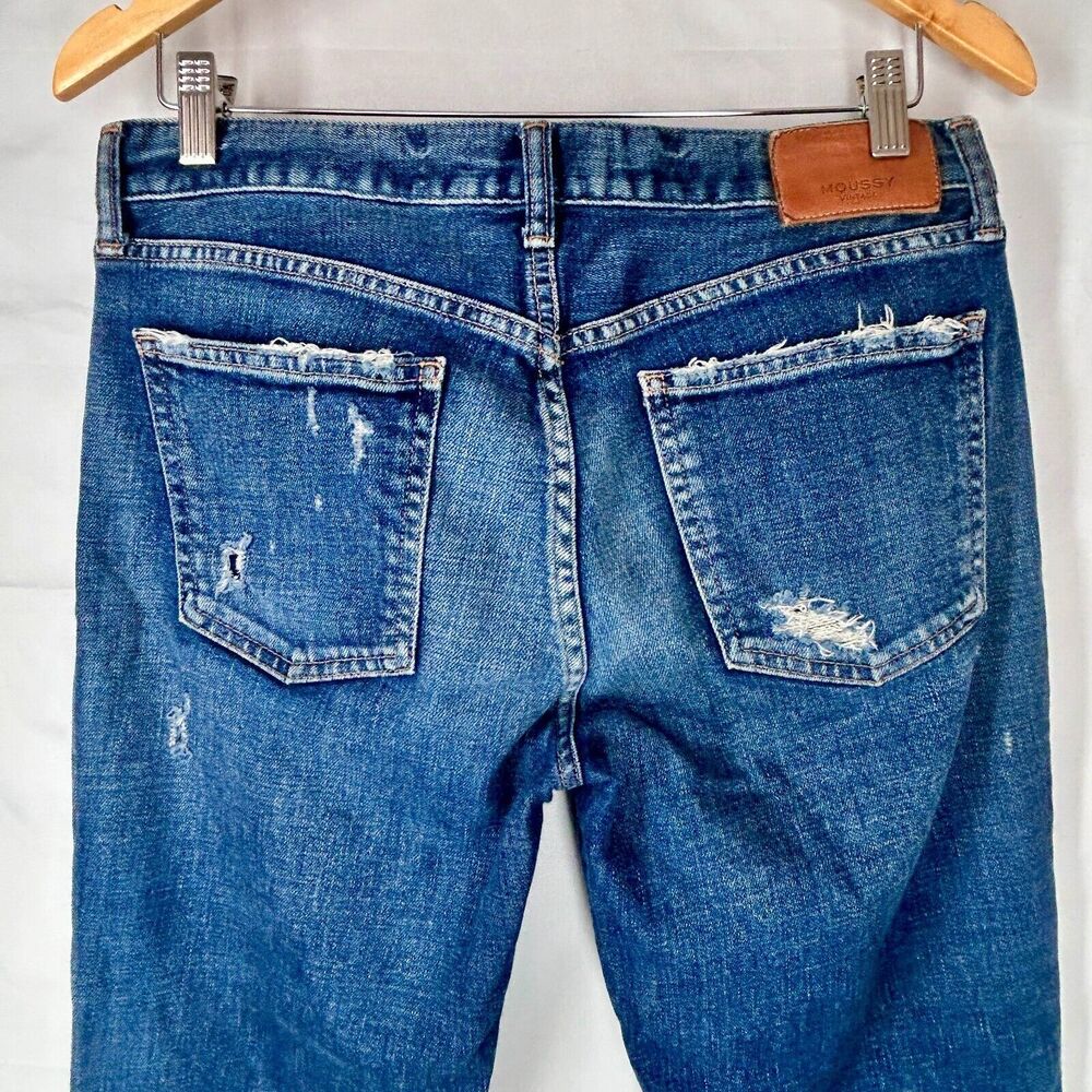 💐 Moussy Size 28 Vintage Skinny Jeans Blue Denim Ankle Distressed Japan $360 - Picture 5 of 14